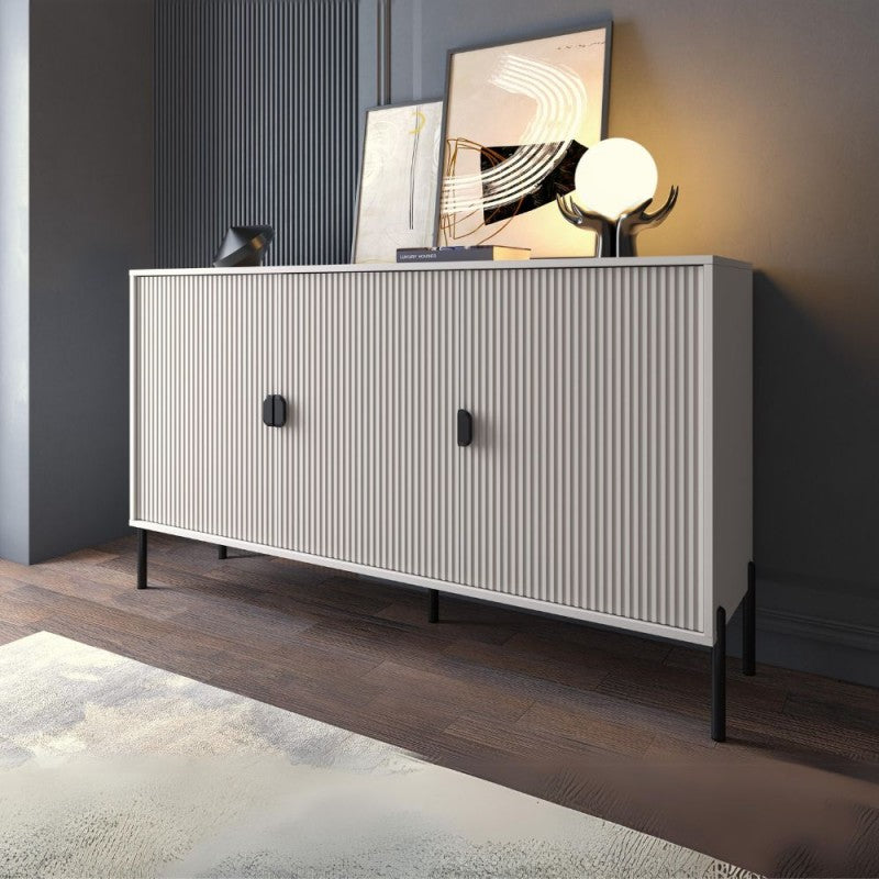 Madia moderna "Lotus" opaco con cannettate piedini e maniglie nere