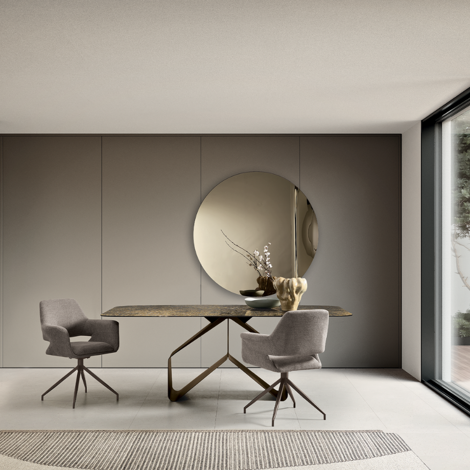 Tavolo fisso moderno "Round" con piano rettangolare versatile cm 210x110 75h