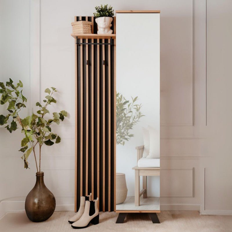 Mobile ingresso con specchio "Medan1" moderno con scarpiera e appendiabiti - MondoViro