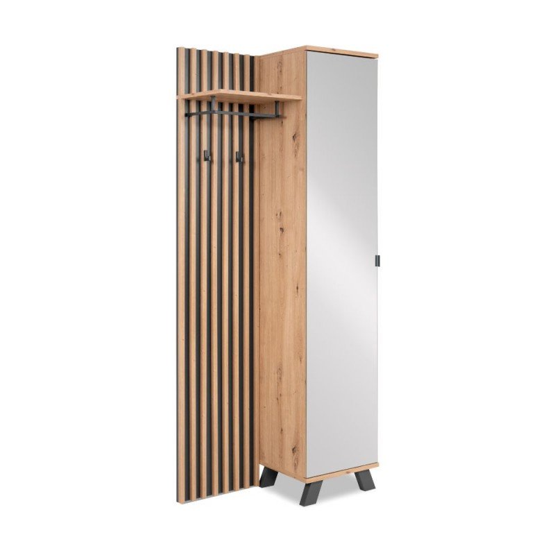 Mobile ingresso con specchio "Medan1" moderno con scarpiera e appendiabiti - MondoViro