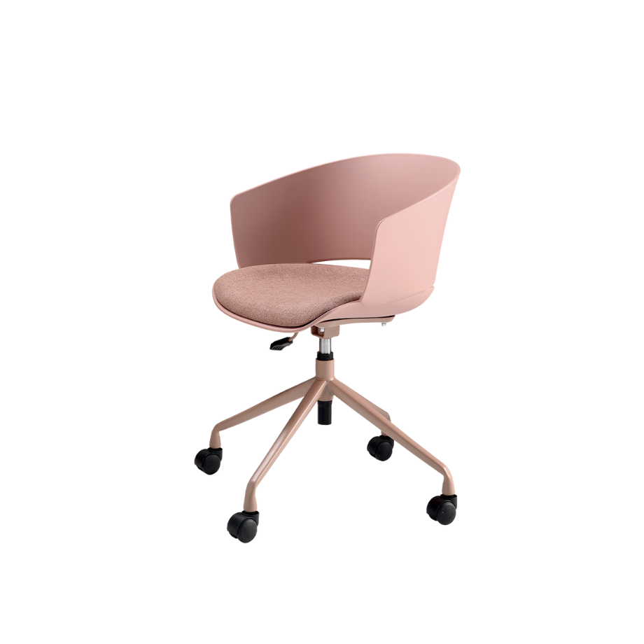 Sedia girevole "Elite" con seduta in polipropilene ed imbottitura in tessuto cm 60x53 80/86h