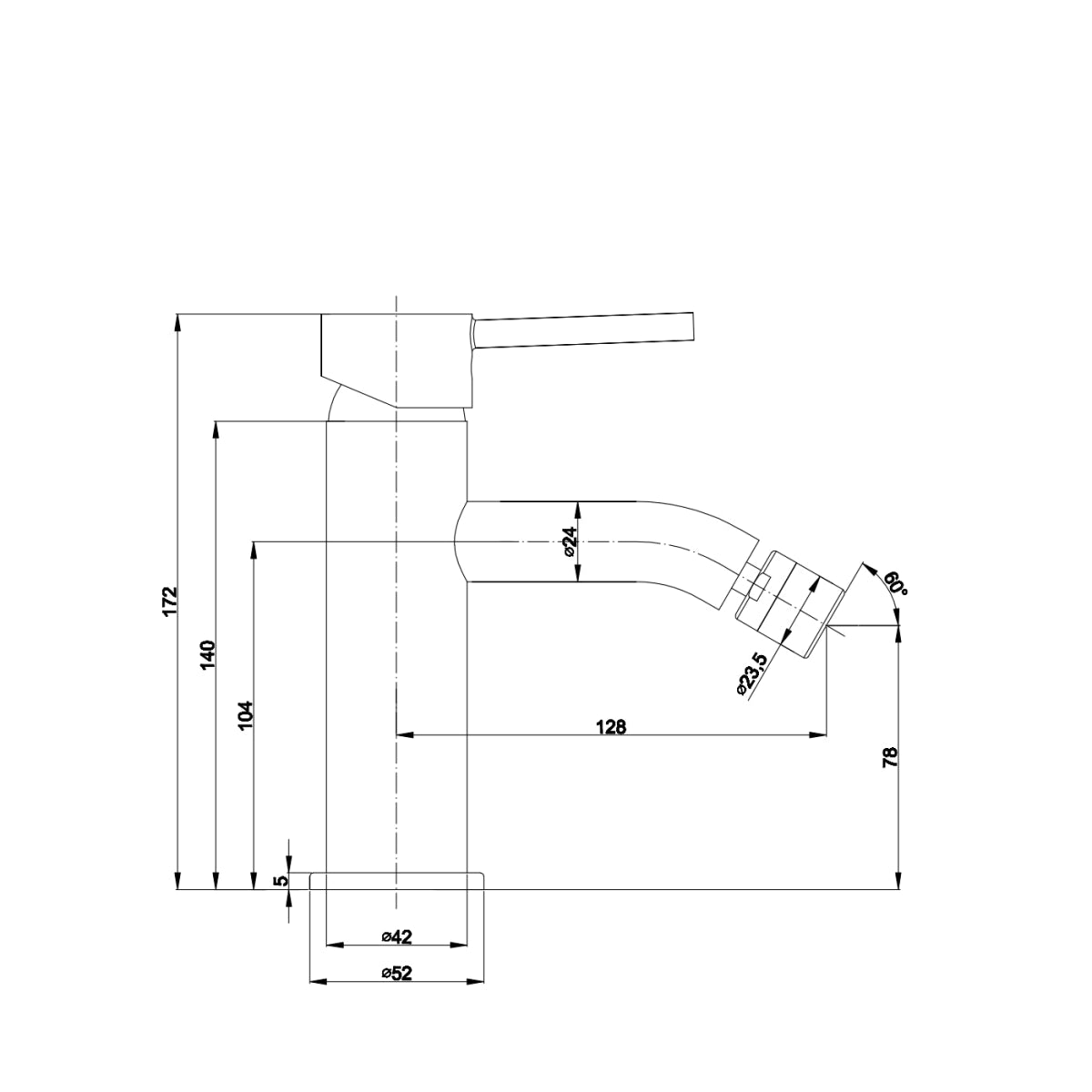 Rubinetto miscelatore per bidet "Quint" in ottone cromato da appoggio - MondoViro