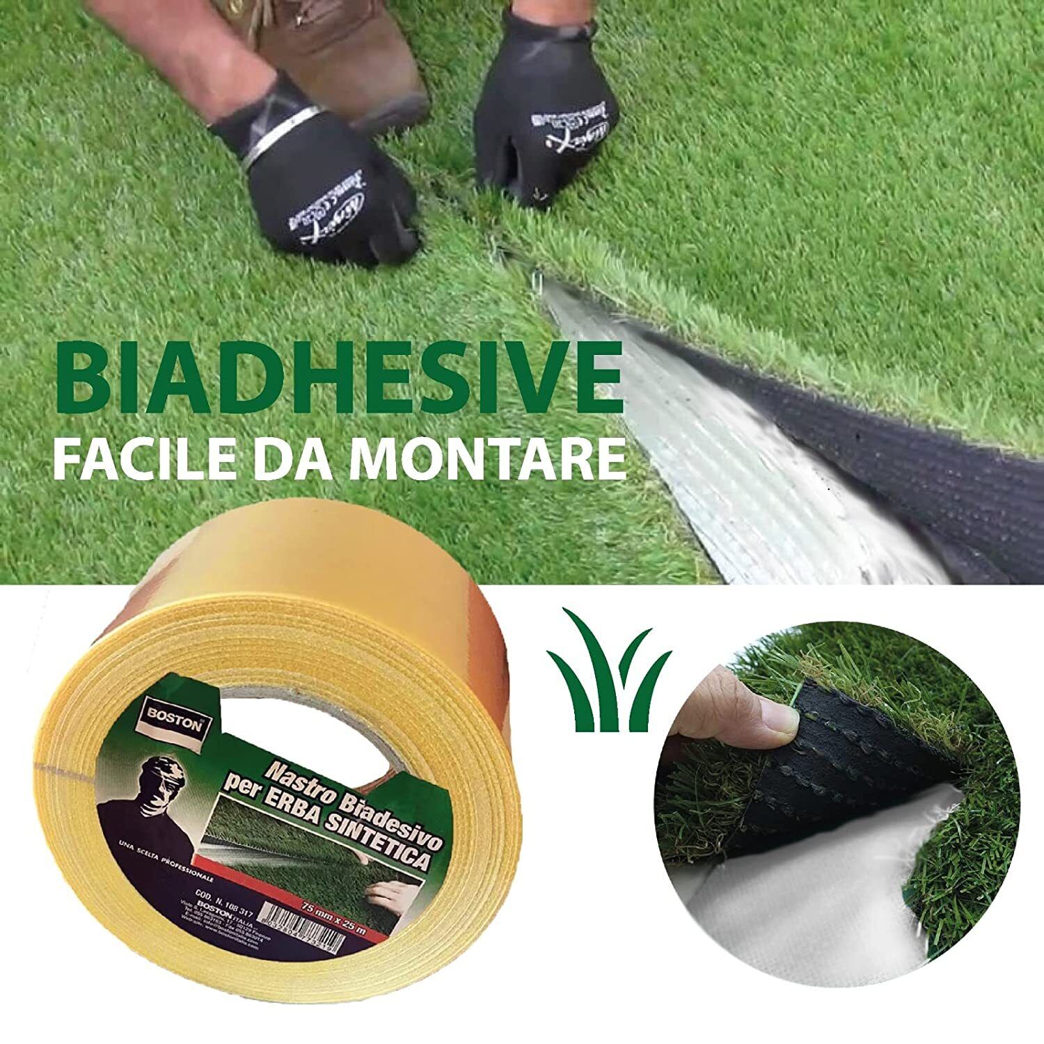 Nastro biadesivo per erba sintetica - mm75x25mt
