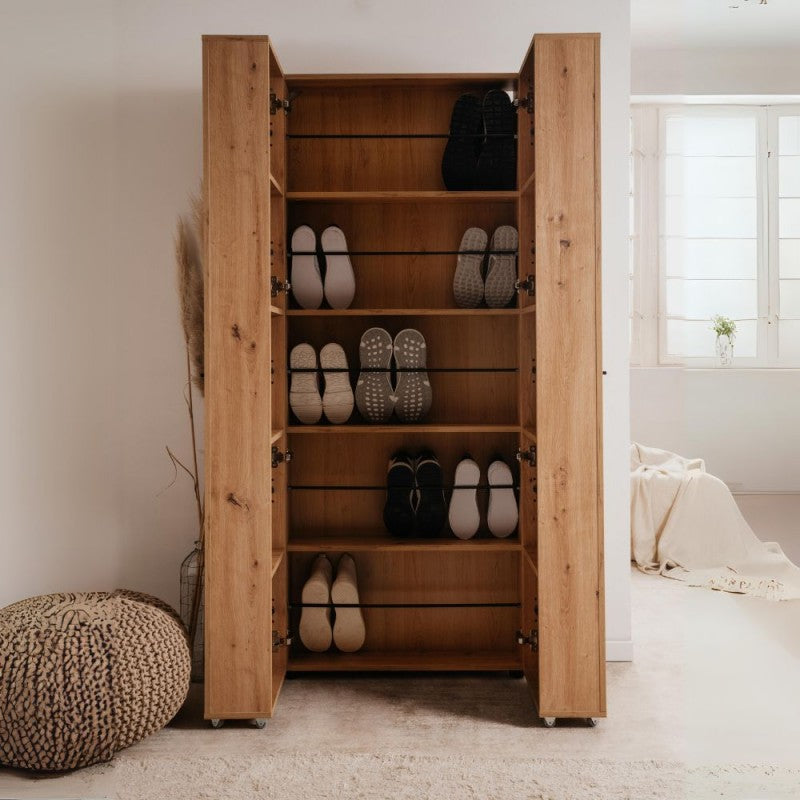 Scarpiera ingresso slim 2 ante "Lugo" in legno 5 scomparti salvaspazio