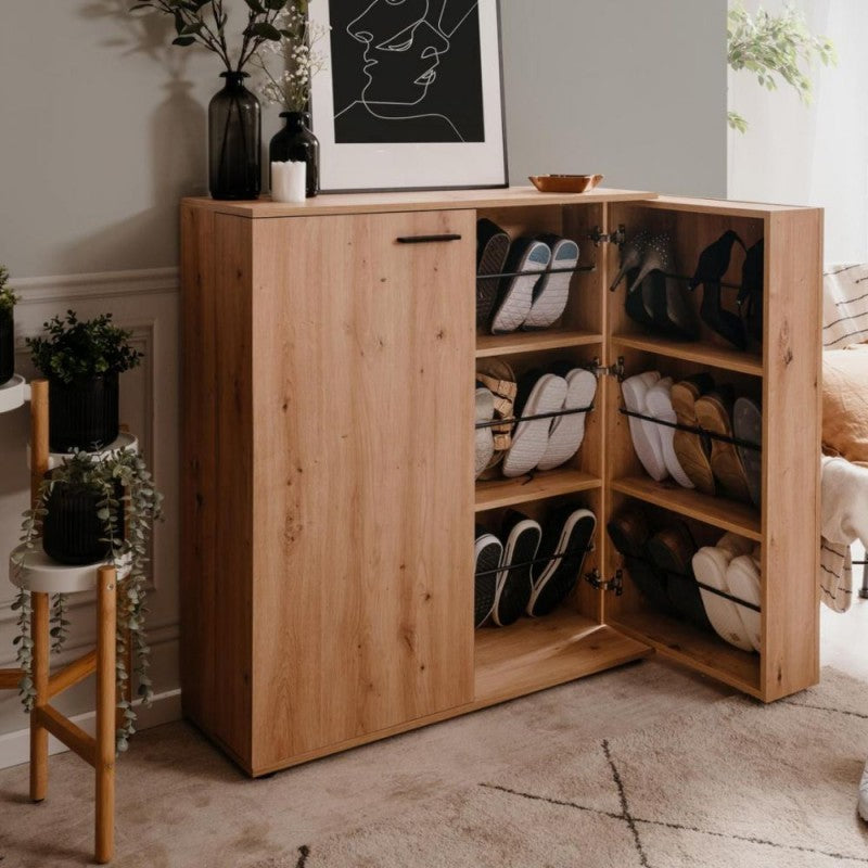 Scarpiera bassa 2 ante "Satos" salvaspazio 8 ripiani da soggiorno