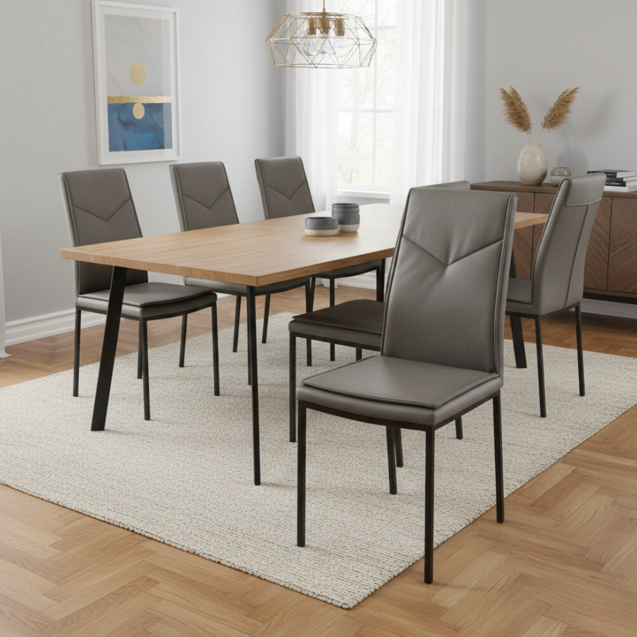 Set di sedie da pranzo "Giselle" in ecopelle con base in metallo cm 42x60 100h