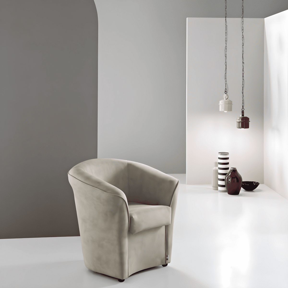 Poltrona moderna in pelle nabuk "Dallas" da soggiorno cm 70x67 76h - MondoViro