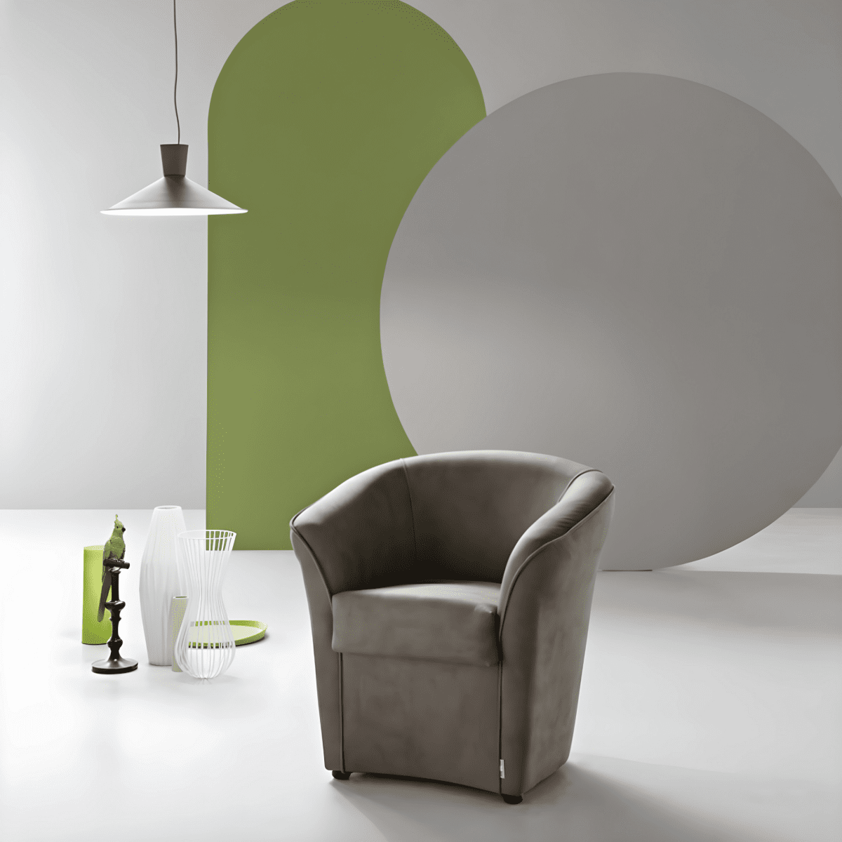 Poltrona moderna in pelle nabuk "Dallas" da soggiorno cm 70x67 76h - MondoViro