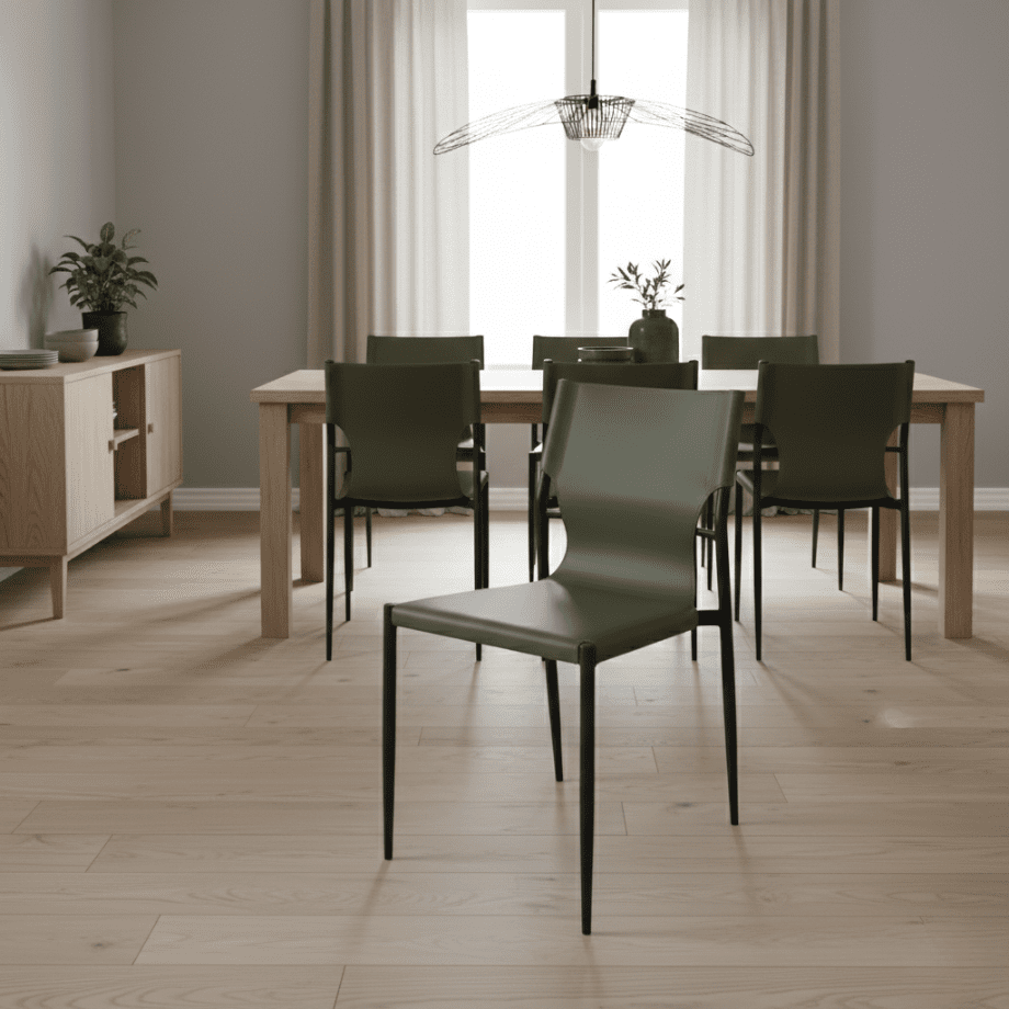 Set di sedie da pranzo in cuoio "Pablo" con struttura in metallo verniciato cm 44x51 80h - MondoViro