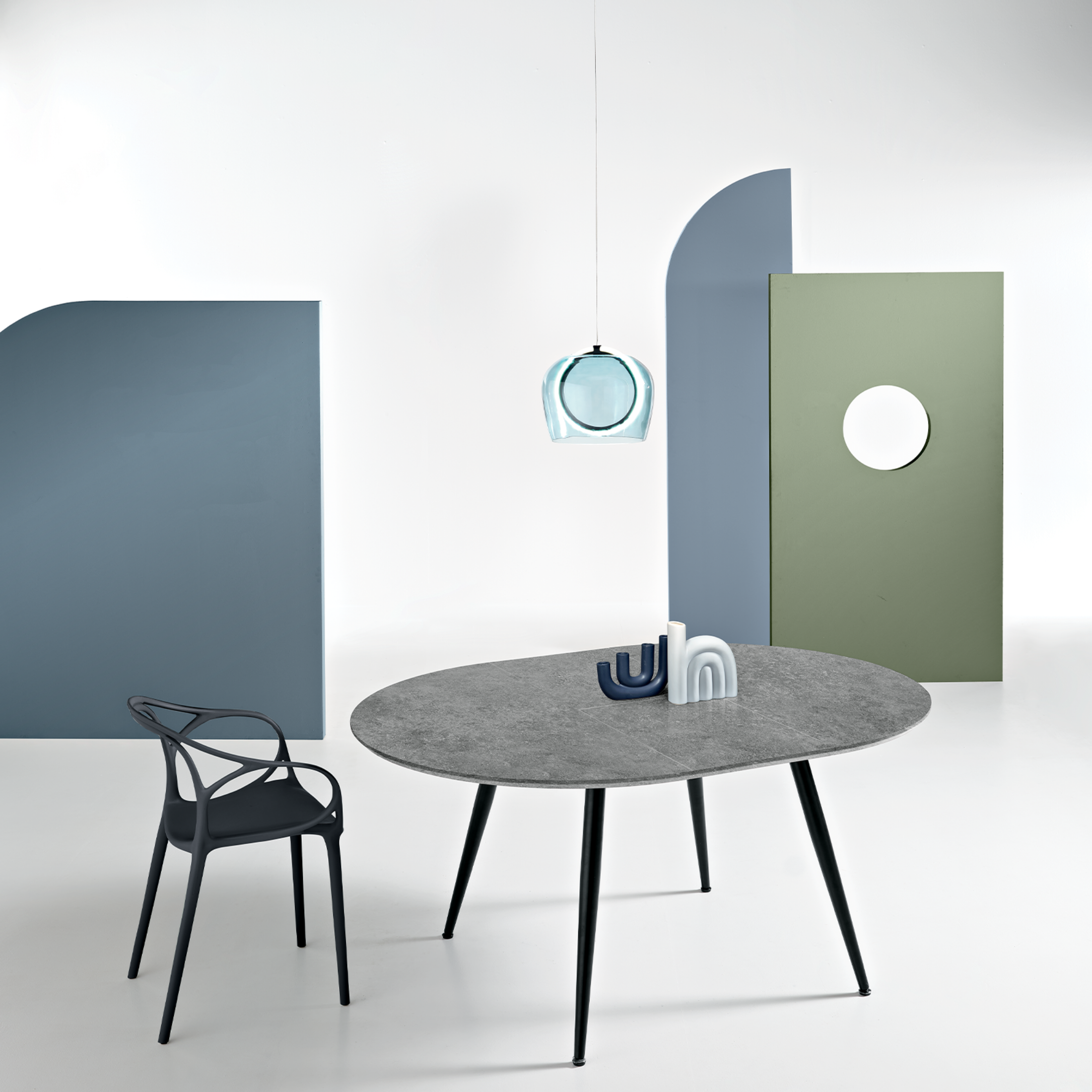 Tavolo allungabile in legno tondo "Vertigo" con allunga centrale