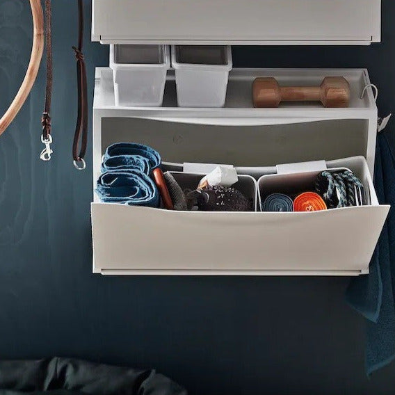 Scarpiera modulare sottile in plastica bianca impilabile cm 51x17 40h