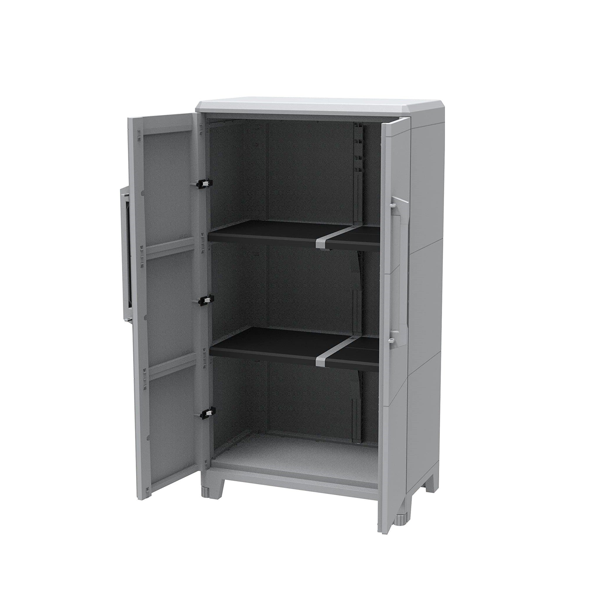 Armadio porta oggetti 2 ante in resina antiurto con ripiani