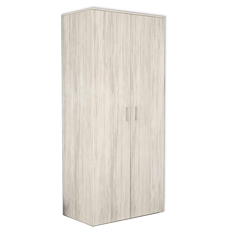 Armadio guardaroba in legno a 2 ante effetto cemento bianco cm 87x50 h195