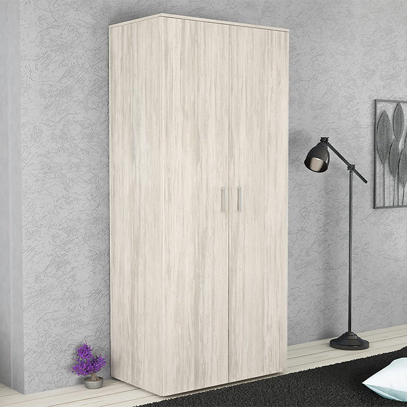 Armadio guardaroba in legno a 2 ante effetto cemento bianco cm 87x50 h195