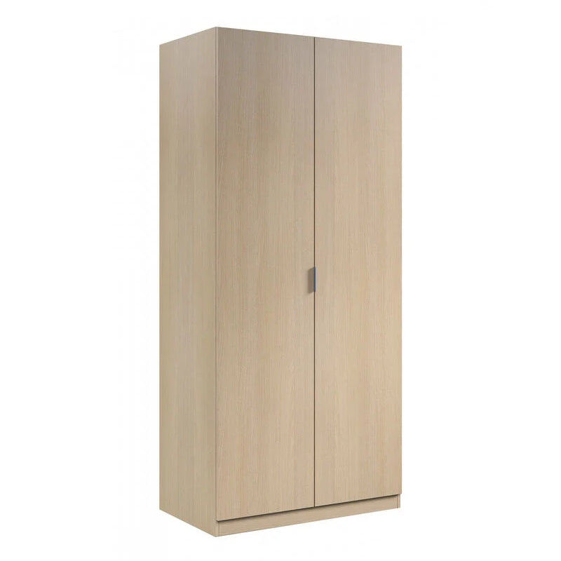 Armadio guardaroba in legno rovere a due ante con appendiabiti cm 81x52 h180