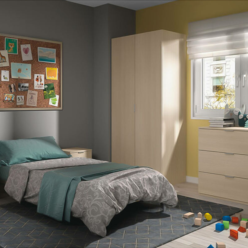 Armadio guardaroba in legno rovere a due ante con appendiabiti cm 81x52 h180