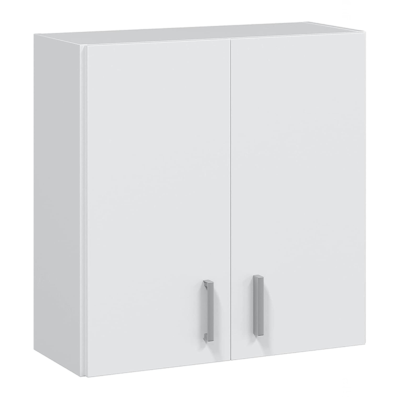 Armadio bianco in legno con pensile 2 ante e 2 ripiani l 59 x h 60 cm