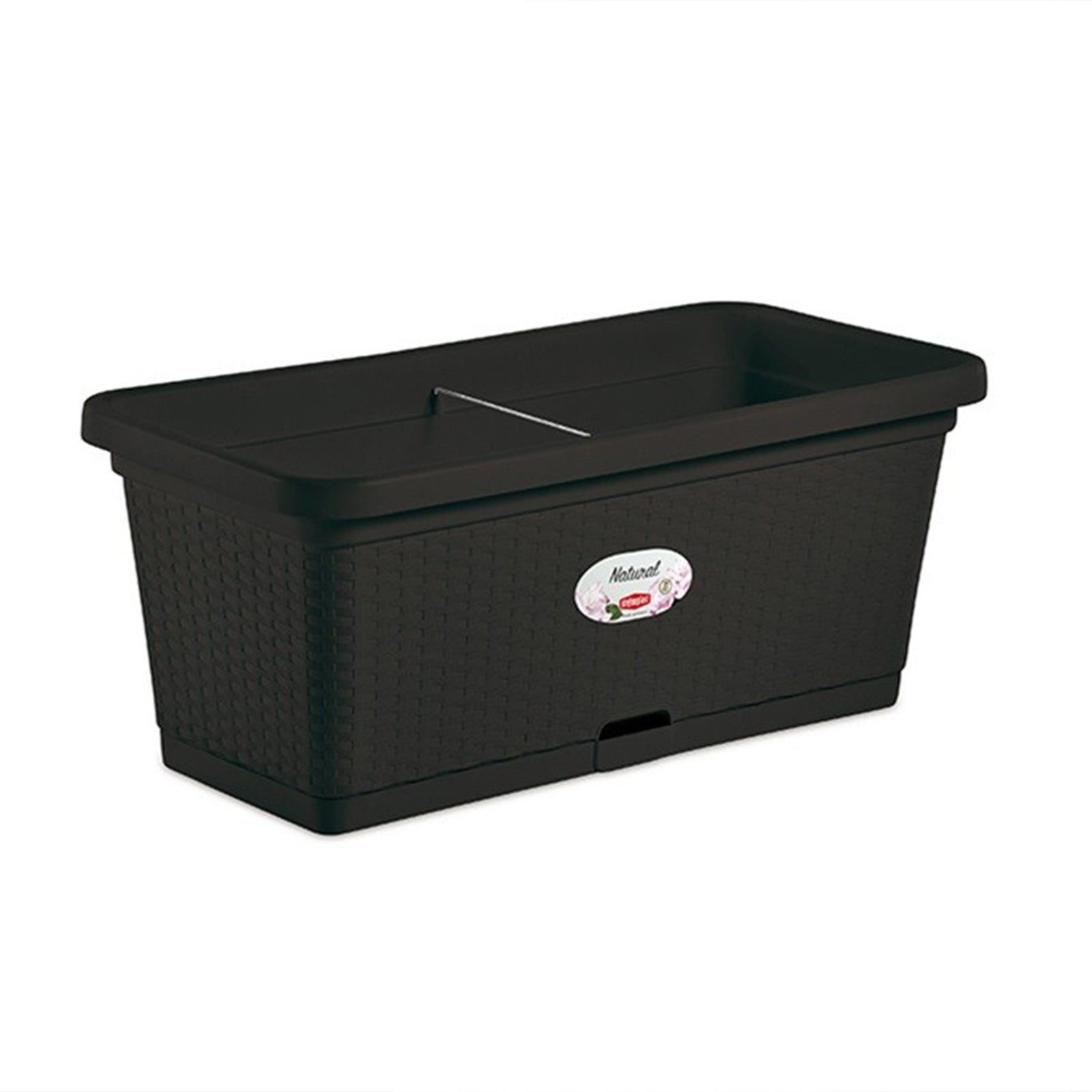 Fioriera in rattan con ruote e fondo interno per l'rrigazione cm 80x40 34h