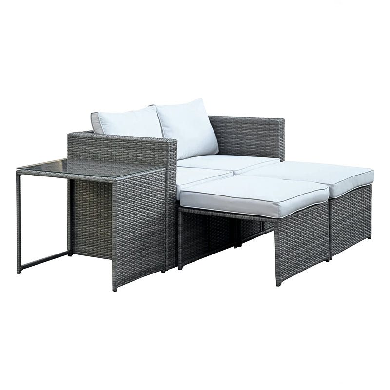 Salotto per esterno Combo in polirattan completo di divano poltrone e tavolo per giardino e veranda