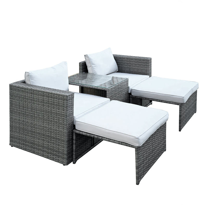 Salotto per esterno Combo in polirattan completo di divano poltrone e tavolo per giardino e veranda