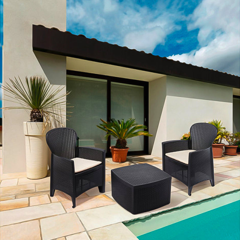 Salotto per esterno Tree in resina completo di poltrone e tavolino per giardino