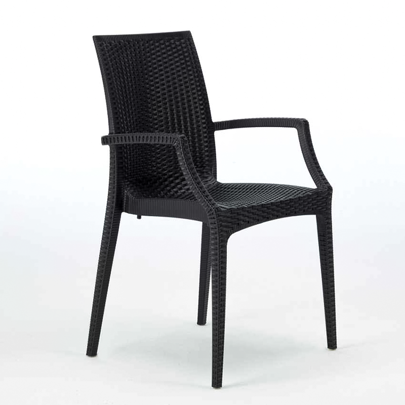 Sedia da esterno in resina rattan poltrona con braccioli per giardino e veranda