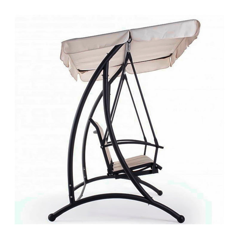 Dondolo da giardino 3 posti in acciaio per esterno veranda con parasole e cuscini