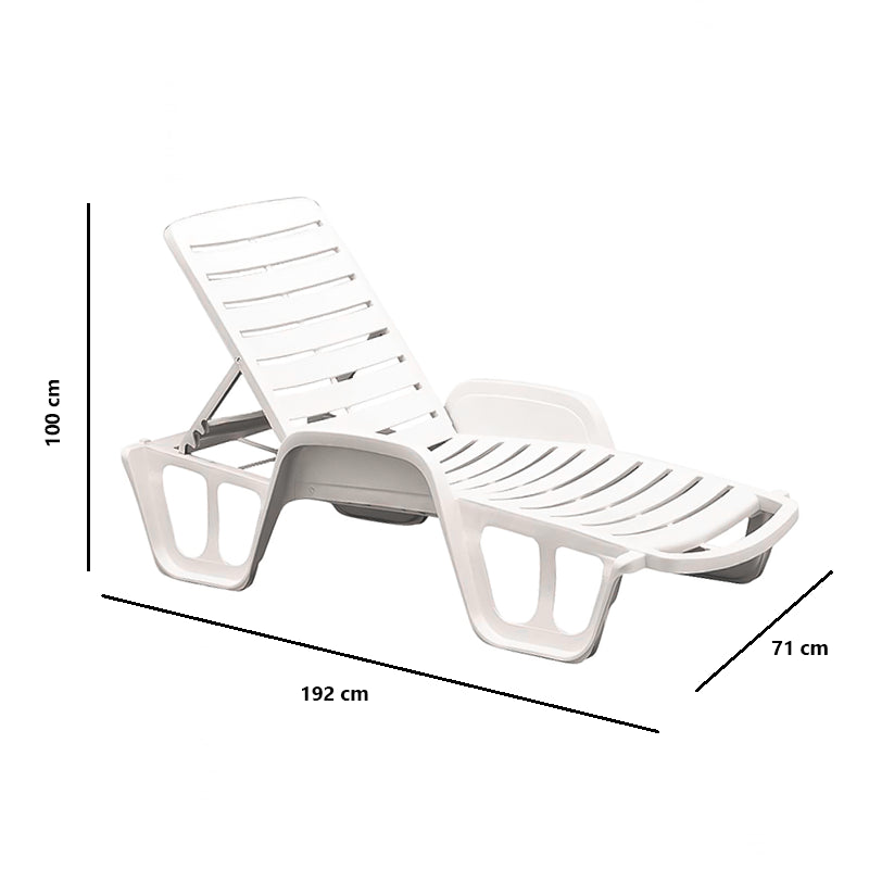 Lettino prendisole in resina con schienale reclinabile per piscina e giardino