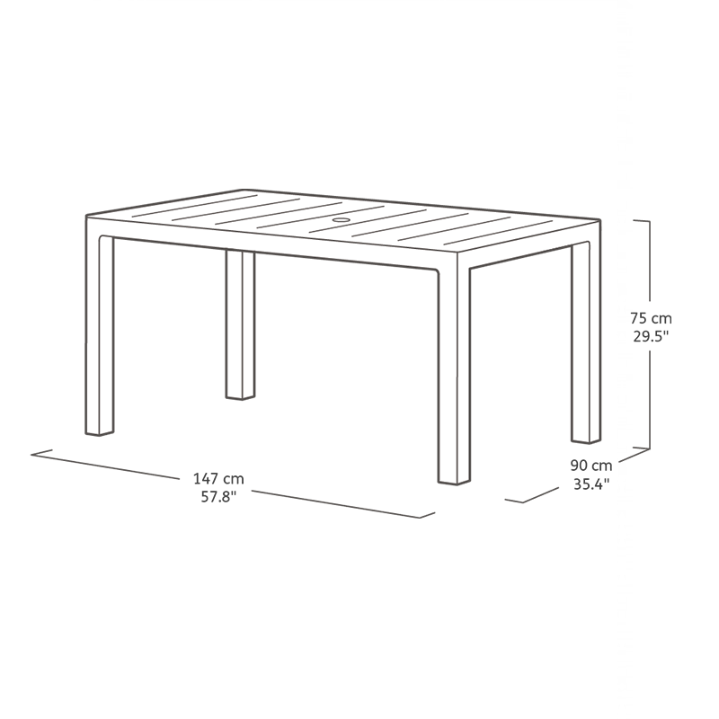 Tavolo da esterno Julie dogato in resina quadrato per giardino cm 147x90 h74