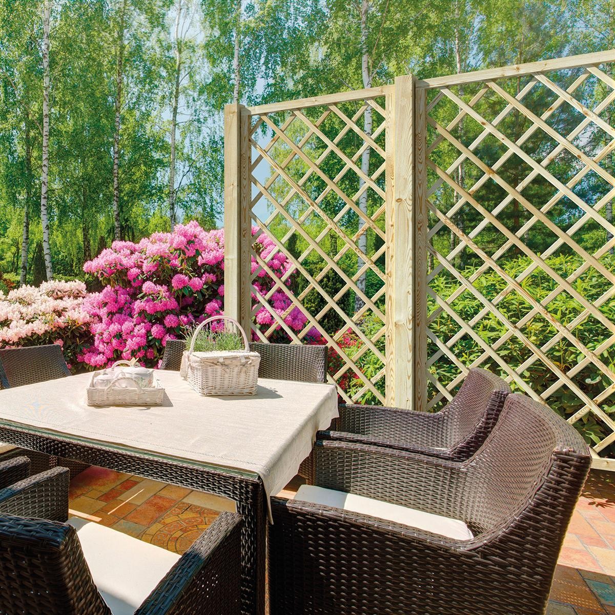 Pannello grigliato Eco separatore in legno di pino impregnato in autoclave cm 180h