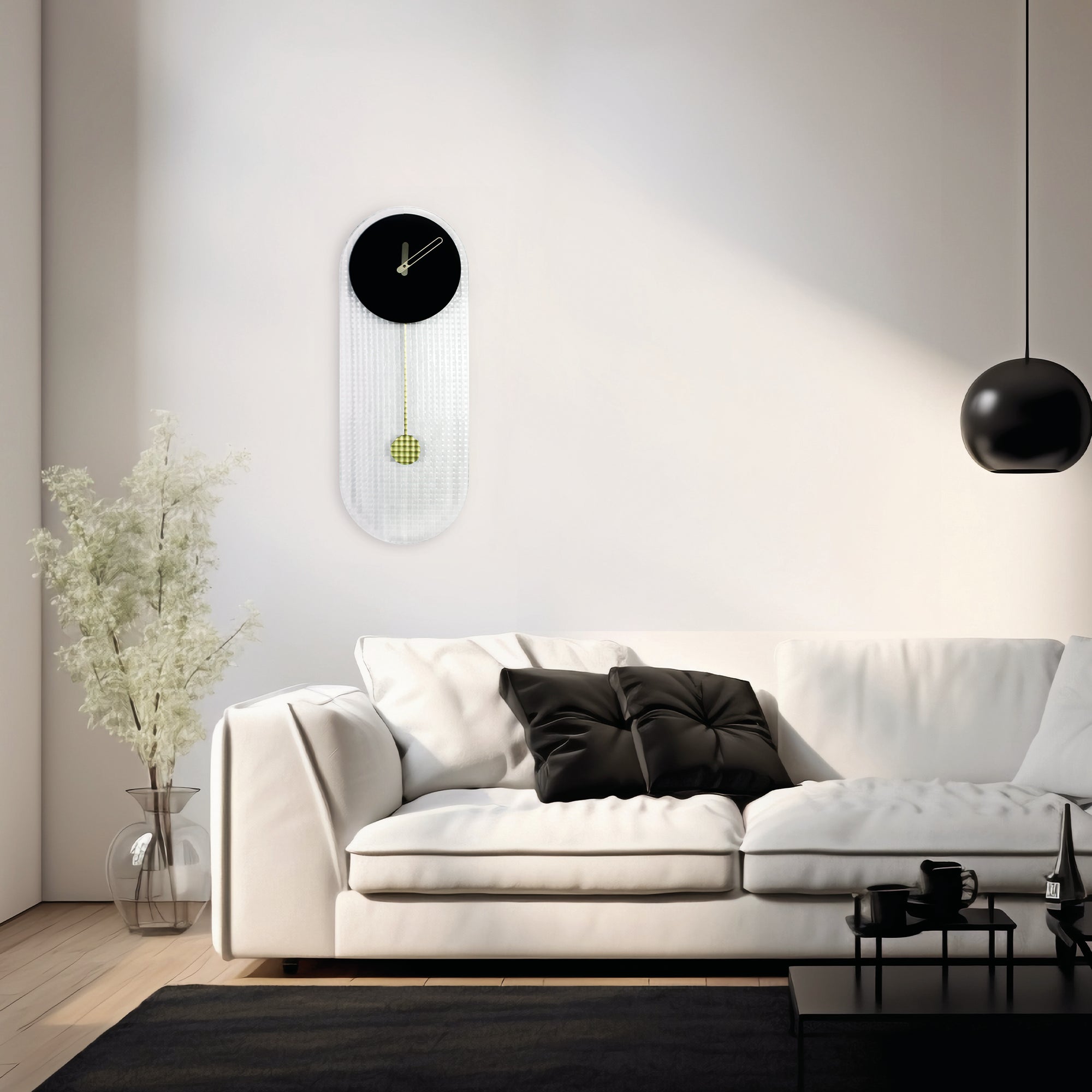 Orologio moderno a pendolo di design "Shangai" vetro quadrettato