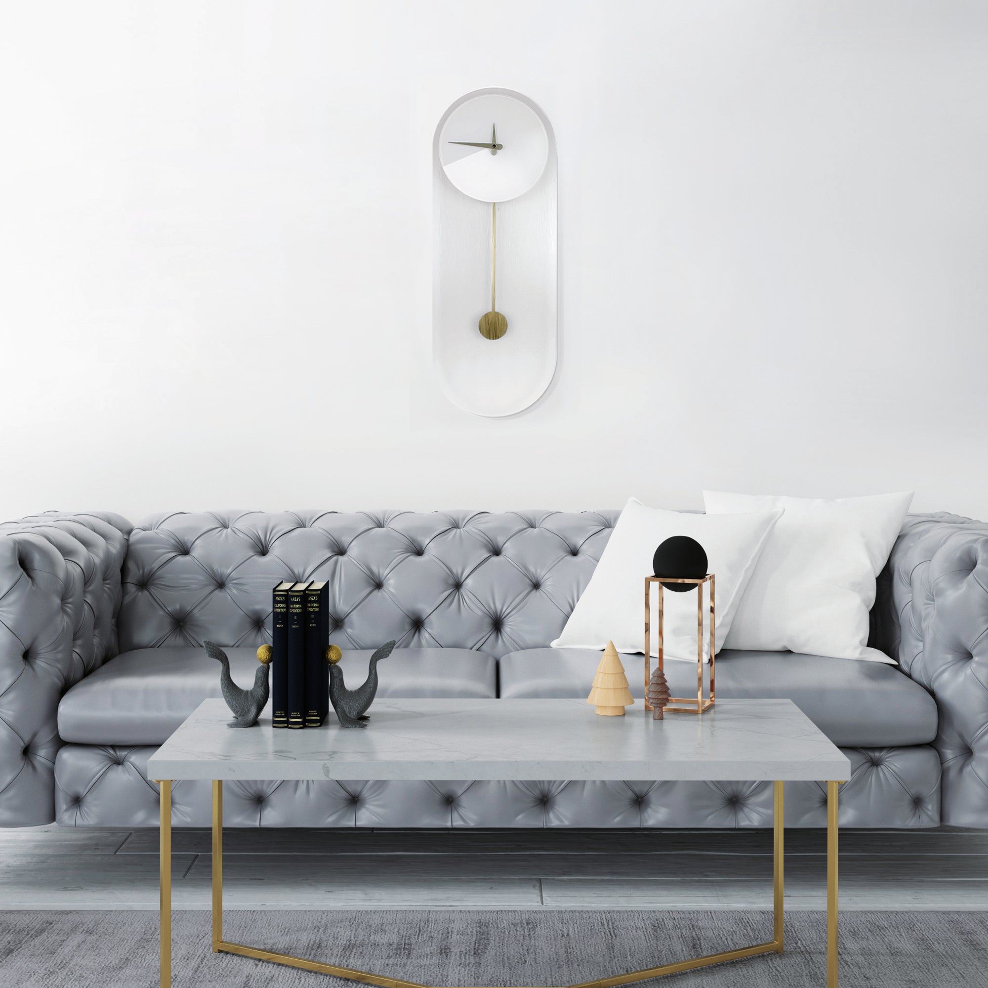 Orologio a pendolo di design "Helsinki" in vetro satinato striato